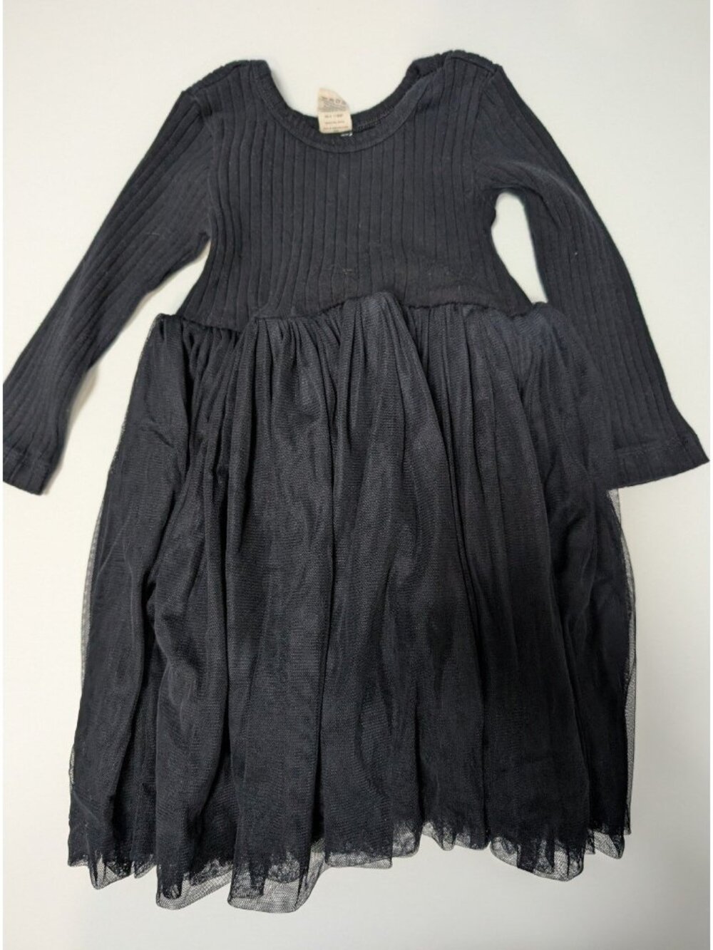 Kate Quinn Organic Cottn Wide Rib Long Sleeve Tulle Dress 18-24 Spooky Halloween